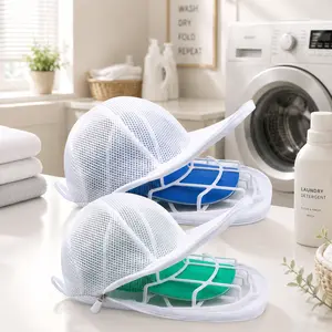 Baseball Cap Washer Cage for Washing Machine & Dishwasher, Hat Shaper Protector Keeps Caps Clean & Not Bent,(Free Gift-White Zipper Mesh Bag)，Christmas Gift Option