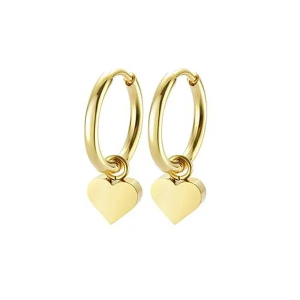 Stately Steel Stainless Steel Heart Dangle Earrings