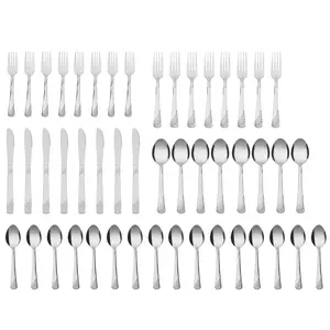 Mainstays Swirl 49 Piece Stainless Steel Flatware and Organizer Tray Set, Silver, Service for 8 3.29 lb