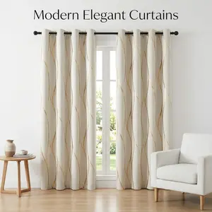 2PCS thickened high-light-blocking silver-embossed curtains, wavy three-dimensional patterns, with perforated cable rings for hanging installation. They can be used for living room, bedroom, meeting room, dining room, study and office decoration
