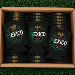 WC 2026 Mexico Eagle Aztec Can Cooler Sleeve Beer Holder Neoprene Drink Insulator Fiesta Party Beverage Cooler Reusable Koozie for Camping Tailgate BBQ Sports Events Cinco de Mayo Mexican Heritage Gift for Men Women Bulk Party Favors Travel Accessories