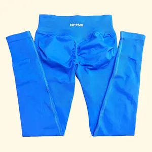 Dfyne Women's Scrunch Bum Leggings – Electric Blue High Waisted Push-Up, Seamless Yoga & Gym Pants, Durable & Stretchy, True-to-Size