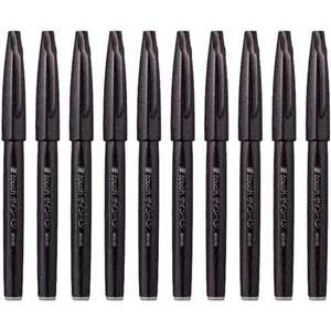 Pentel Fude Touch Brush Sign Pen SES15C-A, Black Ink, Felt Pen-like Brush Stroke, Value Set