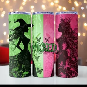 Wicked Witch 20oz Tumbler Cup with Lid, Metal Straw and Rubber Bottom - Perfect for Your Drinks - Bottle, Drinkware Mug Portable Reusable Bottled Beverage Flasks