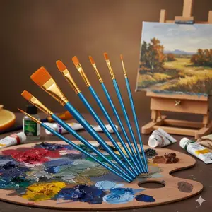 Professional Watercolor & Acrylic Brush Set, Reinforced Nylon Bristles for Shedding Resistance, Fast-Drying & Easy Clean, Portable Art Supplies for Outdoor Sketching, Student & Academy Artist Must-Haves.