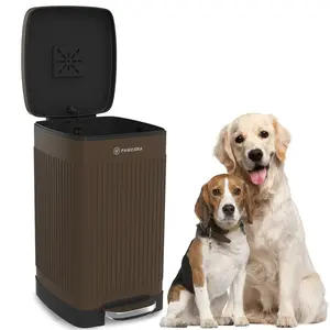 PAWZIDEA Dog Poop Trash Can Outside Odor Control, 5.3Gallon Large Dog Poop Can Outdoor with Lid No Smell, Waterproof Dog Waste Trash Can for Backyard, Dog Waste Station Poop Container Step Trash Bin Poop Garbage Can, w/ Activated Carbon Filter