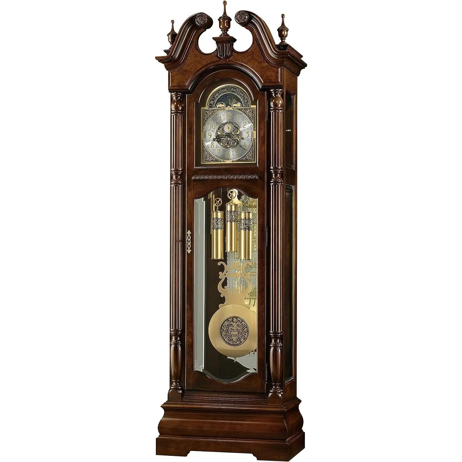 Howard Miller Vuchinich Grandfather Clock II, Wood Finish with Triple Chime Movement Floor Clocks, Swan-Neck Pediment Perfect for Home Decor, Living Room & Office Heirloom Modern Timepiece