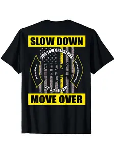 Men's & Women's American Flag Tow Truck Driver T-Shirt - Heavyweight 100% Cotton Retro Workwear Tee with Tow Truck & Stars/Stripes Graphic, S-XXXL (Black) - Casual & Professional Driver Apparel