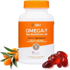 Omega-7 Softgels, Premium Organic Himalayan Sea Buckthorn Oil (60ct, 30 Day Supply) – Supplement for Healthy Skin, Hair, Nails and Dryness