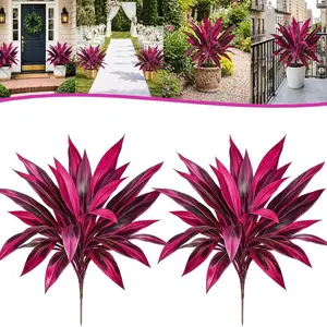 2/4pcs Artificial Tropical Plants, UV-Resistant Large Fake Boston Fern, Realistic Dragon Tongue Plant, Outdoor Garden Decor