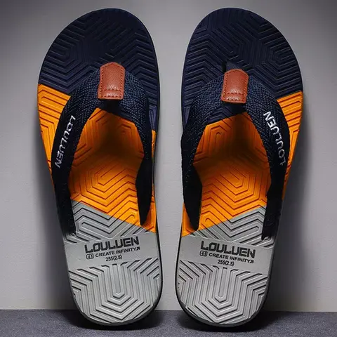 Men's Fashionable Slippers Color Blocked Sandals Fabric Upper Casual Anti-Slip Flip Flops Suitable for Indoor Outdoor Walks Spring Summer Beach Shoes