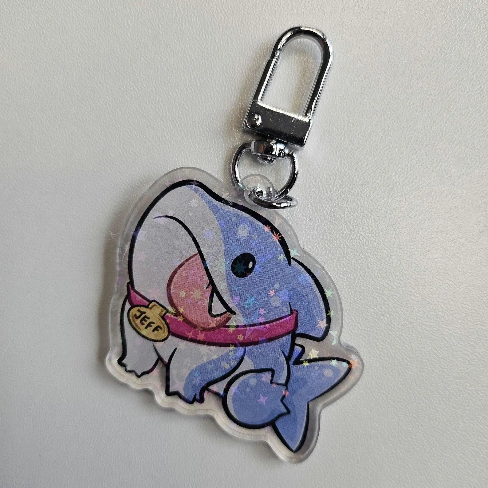 JEFF the Landshark Cute Holographic Acrylic Keychain, Jeff the Land Shark, Jeff the Shark key chain, Artsyraimu, Smolusk, Stonebotnik, Donnie Rise, Bag Accessories
