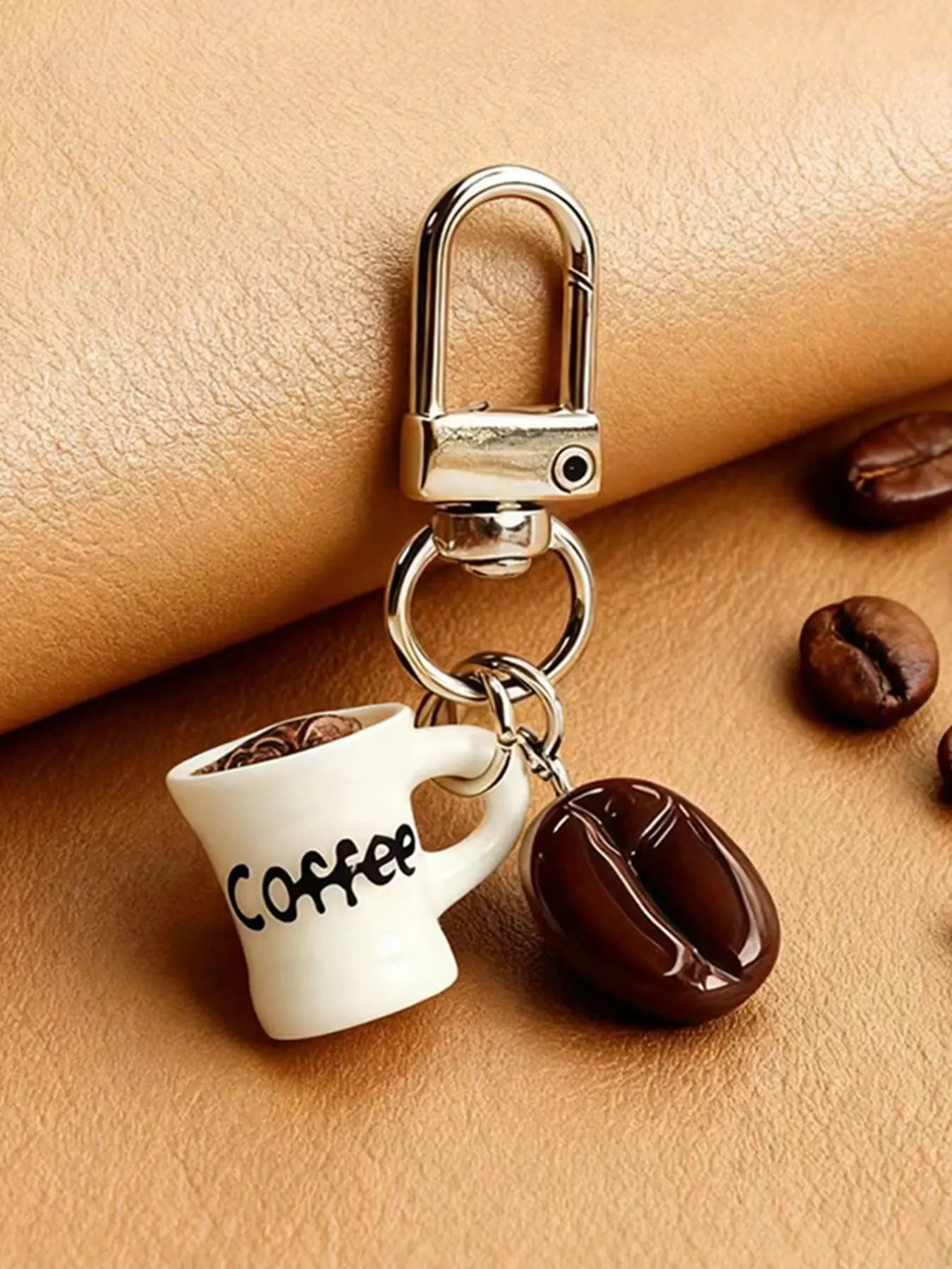 Realistic Coffee Bean Cup Keychain, Trendy Cute Keychain, Lightweight Resin Material, Perfect for Coffee Lovers, Ideal for Backpacks & Wallets, Great Gift Idea, Mug Keychain, Keychain For Purse