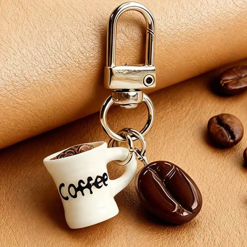 Realistic Coffee Bean Cup Keychain, Trendy Cute Lightweight Resin Mug Keychain, Cute Keychains, Perfect for Coffee Lovers, Ideal for Backpacks, Purses & Bags, Great Gift