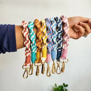 Macrame Dual-toned Twisted Cotton Wristlet for Keys/Wallets