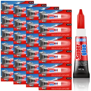 Super Glue, 24-Pack Single-Use Tubes 3 Gram Each, Super Fast, Liquid &  Adhesive Superglue, Glue for Hard Plastics, DIY Craft, Ceramics, Frame, Leather, Metal Etc