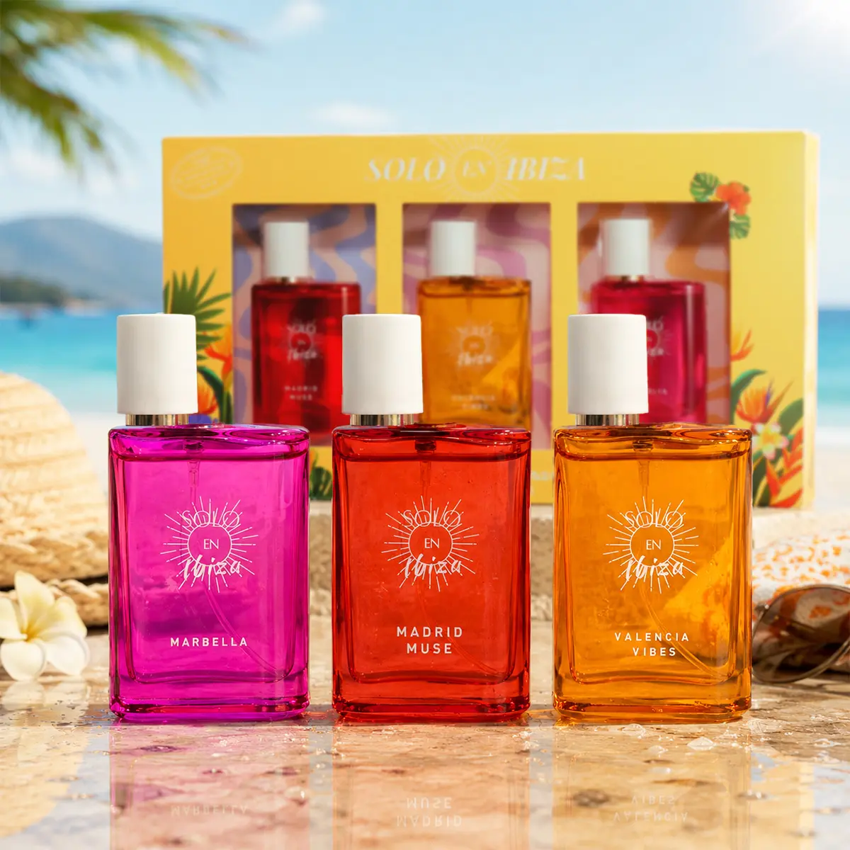 SOLO EN IBIZA Perfume Gift Set, 3 x 30ml Travel Size EDP Trio for Adults with Salted Caramel, Pistachio & Plum Notes, Long-Lasting Scent, Scent Set, Fragrance Ensemble Set