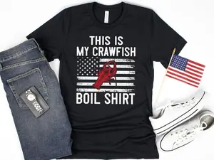 Crawfish Boil Shirt for Men and Women Cajun Flag Crayfish Cook Out Louisiana Shirt Streetwear Crewneck Casual Cotton Menswear