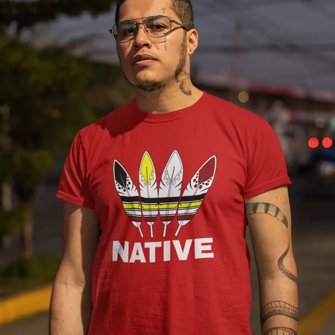 Native Four Directions Color Logo Shirt, Indigenous Hoodie, Native Feather Tee