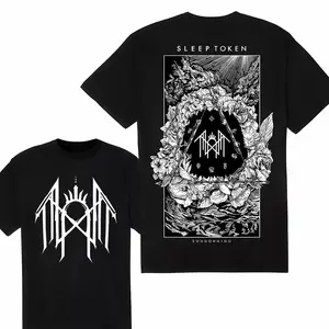 Men's FEEGO Round Neck Shortsleeve T-Shirt - Pure Cotton Breathable Menswear Top, Sleep Token Worship Graphic Print, High-Quality Casual T-Shirts Fan Merch