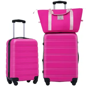 20 inch+24 inch two-piece hard shell suitcase+TSA lock rotating suitcase lightweight, short distance travel artifact, smooth zipper, super capable of carrying Durable Luggage Set