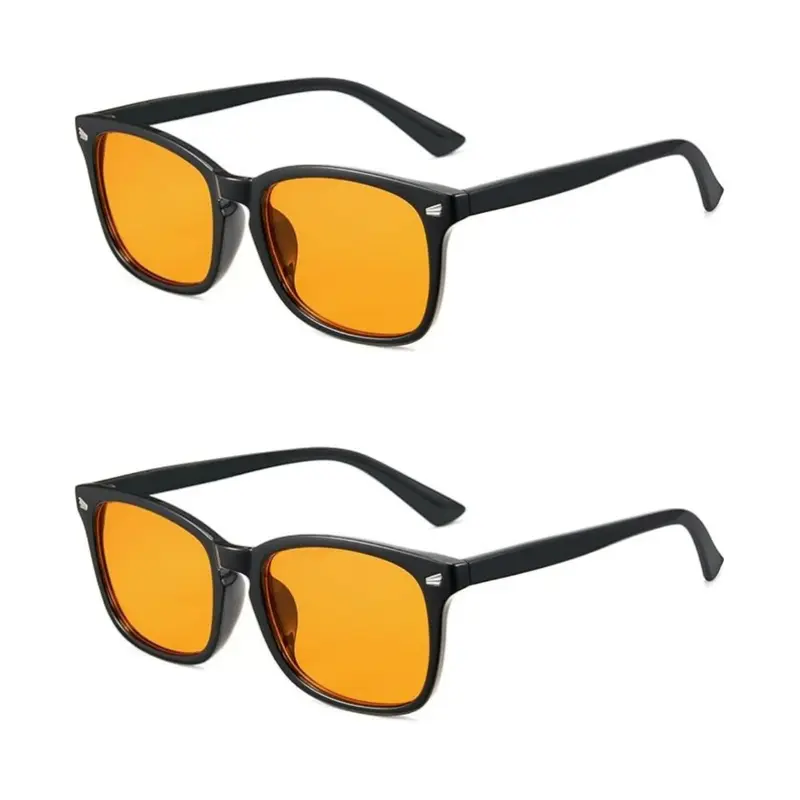 Unisex Square Blue Light Block Sports Eyewear - Lightweight TR90 Plastic Frames, Amber-Orange Anti-Glare Lenses, 5.91×2.36×1.18in, UV400 Shield, for Esports Enthusiasts, Computer Use, Enhance Contrast, Blue Light Glasses