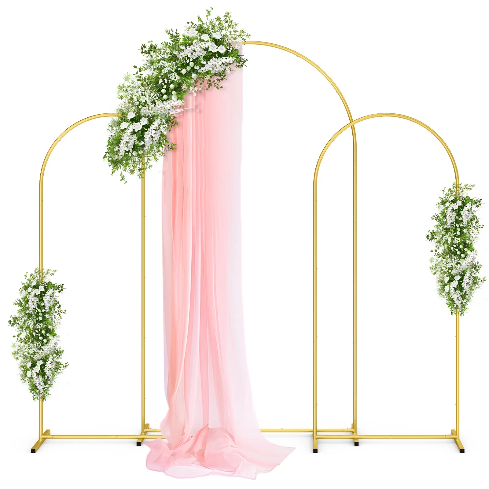 Elegant Metal Frame Gold Wedding Arch Stand Set Pack (2/3 Packs), Balloon Support Backdrop for Wedding Ceremony, Party Decorations