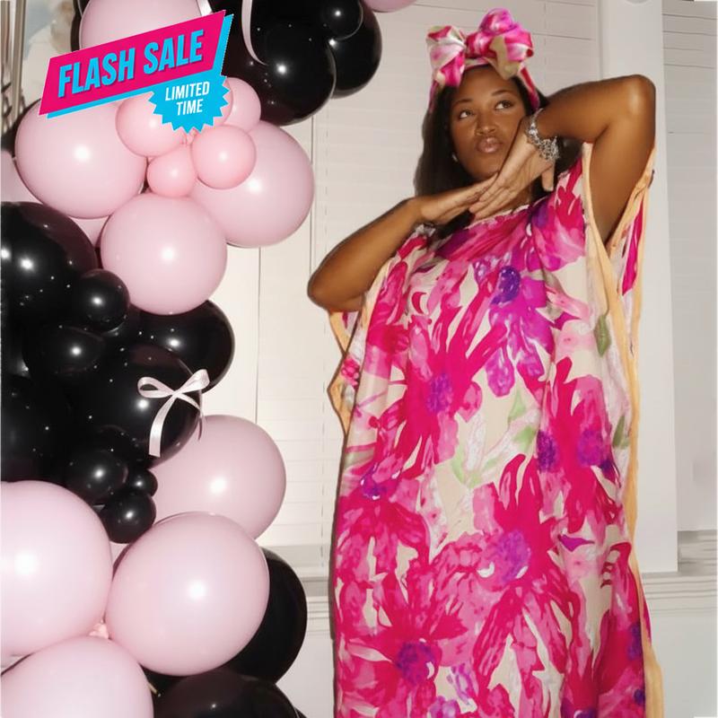 Dress+1 Scarf,Women's Fashion Print Long Robe Set, Moomoo Dress + Scarf Headband, Casual Woven Fabric, Thin All-Season Wear, Beach Sun Protection Dress+1 Scarf,Women's Fashion Print Long Robe Set, Moomoo Dress + Scarf Headband, Casual Woven Fabric, Thin All-Season Wear, Beach Sun Protection