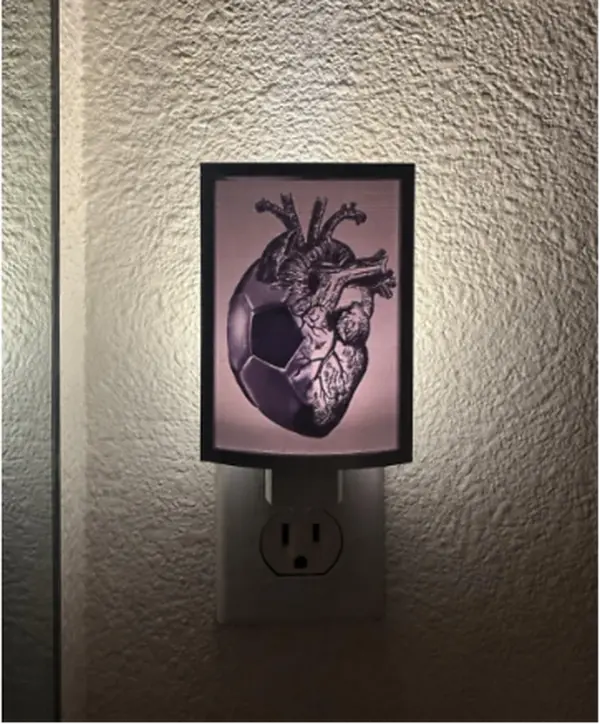 Soccer Heart Night Light | Anatomical Heart Soccer Lithophane Lamp | Soccer Player Gift