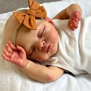 18-Inch Lifelike Newborn Doll - Realistic Sleeping Pose, Hand-Painted Vinyl Head, Vinyl Limbs, PP Cotton-Filled Cloth Body, Magnetic Pacifier, Huggable Weight Unisex Collectible Doll Gift Set for Kids