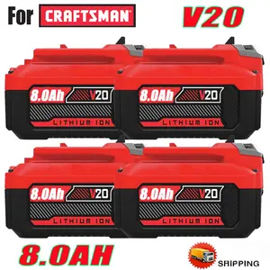 2025new 4Pack 20 Volt Max 8.0Ah For Craftsman V20 Li-Ion Battery CMCB206 CMCB204 CMCB202