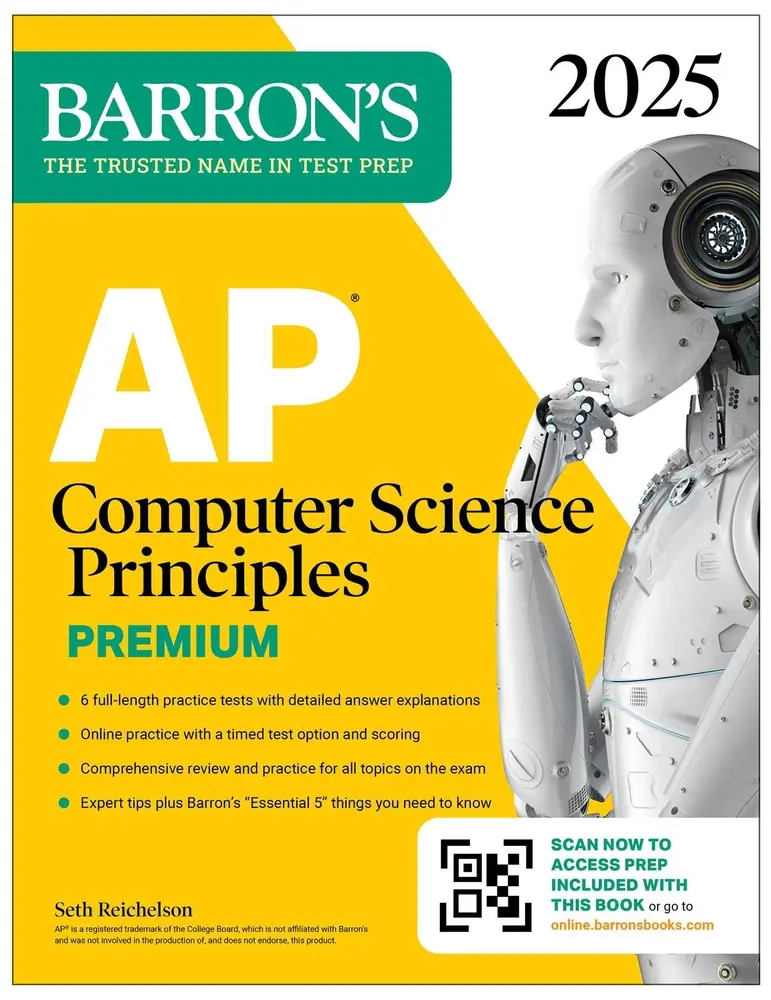 Used Barron's AP Computer Science Principles Premium 2025 Prep Book - 6 Practice Tests, Comprehensive Review, Online Practice, 444 Pages (Softcover, English)