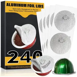 Foil  for  Vertuoline Pods, Coffee Pods Sticker Covers Seals Compatible with N*espresso  Pods Vertuoline Refillable Vertuoline Capsule (240 pcs)