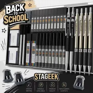 STAGEEK 37PCS Art Mechanical Pencil Set, Drafting Pencil 5 Sizes- 0.3, 0.5, 0.7, 0.9MM & 2PCS 2.0MM Mechanical Drawing Pencils with 492PCS Leads (6B 4B 2B HB 2H 4H Color) for Artist Sketching Drawing&Ballpoint Pen for Student Stationary College Essentials