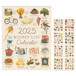 2025 Wish List Calendar, 12 Months Planner Large Double Spiral Wire-Binding Calendar For Home Office  (Great for New Year and Christmas Gifts)