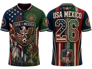 USA - Mexico Jersey, Mexican USA 2026 Jersey – Personalized Fan Unisex World 2026, Personalized Number USA Flag