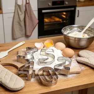 9-piece digital cookie mold set, 0-8, stainless steel cookie cutter for baking, cake decoration, baking tool for making cookies and dough at home