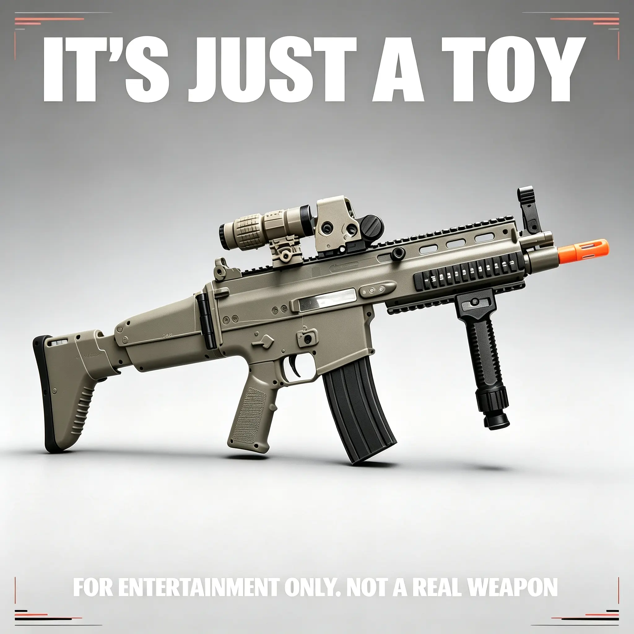 92CM Electric Soft Dart Toy Blaster, Non-Removable Blaze Orange Muzzle, Motorized Pretend Play Shooting Toy with Magazine, Outdoor Backyard Game, Cool Collectible Birthday Holiday Gift for Teen Boys Ages 14+