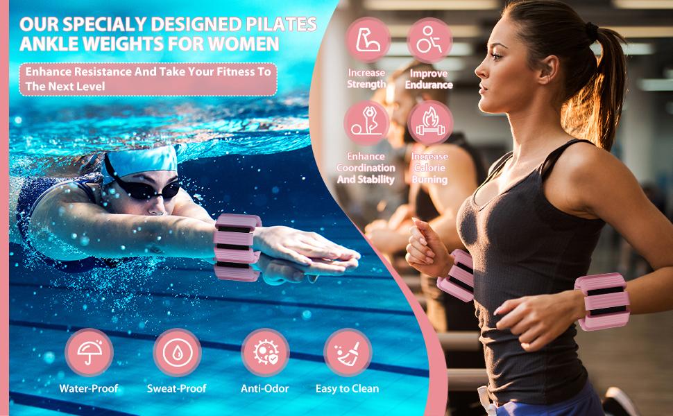 Silicone Wrist Bangles,Adjustable Wrist Weighted Bracelet，Wrist Weights, Adjustable Wearable Wrist Ankle Weights for Women/Men, Silicone Wrist Bangles for Walking, Yoga, Pilates, and Gym, Arm & Leg Workout, 1lb*2pcs,Mother's Day Gifts