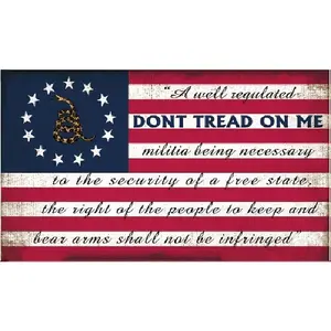 60x40inch Historical American Revolution Flag - Gadsden Banner with "A Well Regulated Militia" & "Don't Tread On Me"  Without Metal Rings Tapestry