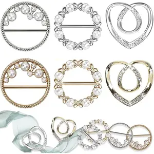 Women Clothing Scarf Ring - Shirt Clips Rhinestone Scarf Buckle 6 count/12PCS  Shawl Pins for Dress Sweater Scarves T-Shirt  Cinch Tie Brooch Clothes Accessories