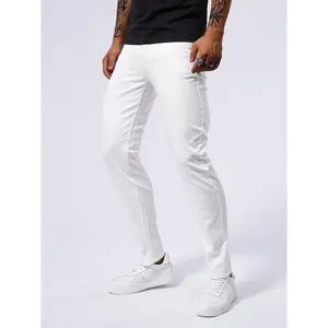 White High-Cotton Smooth Jeans | Slim-Fit Streetwear Denim