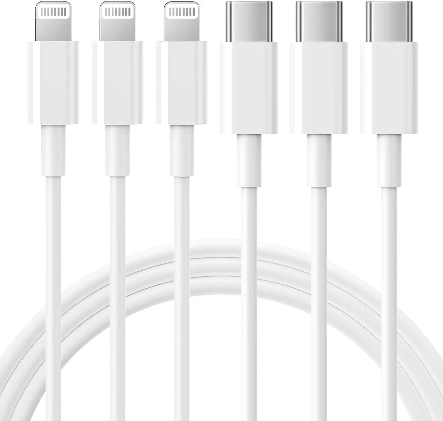USB C to Lightning Cable 3Pack 6FT MFi Certified iPhone Fast Charger Cable USB-C Power Delivery Charging Cord for iPhone 14/13/12/11/XS/XR/X/8/iPad, White