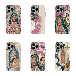 Ethereal Virgin Mary Floral Art Phone Case,PBT+TPU Dual - Layer Drop - Resistant Case for iPhone 17/16/15/14/13/12/11 ProMax Plus for Samsung phones,an excellent gift for friend or fans.