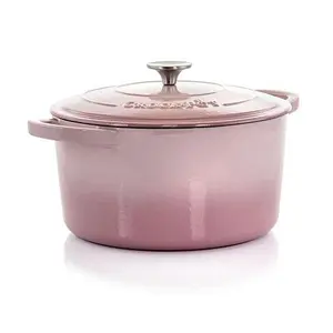 CrockPot Artisan 2pc 7Qt Enameled Cast Iron Dutch Oven in Blush Pink