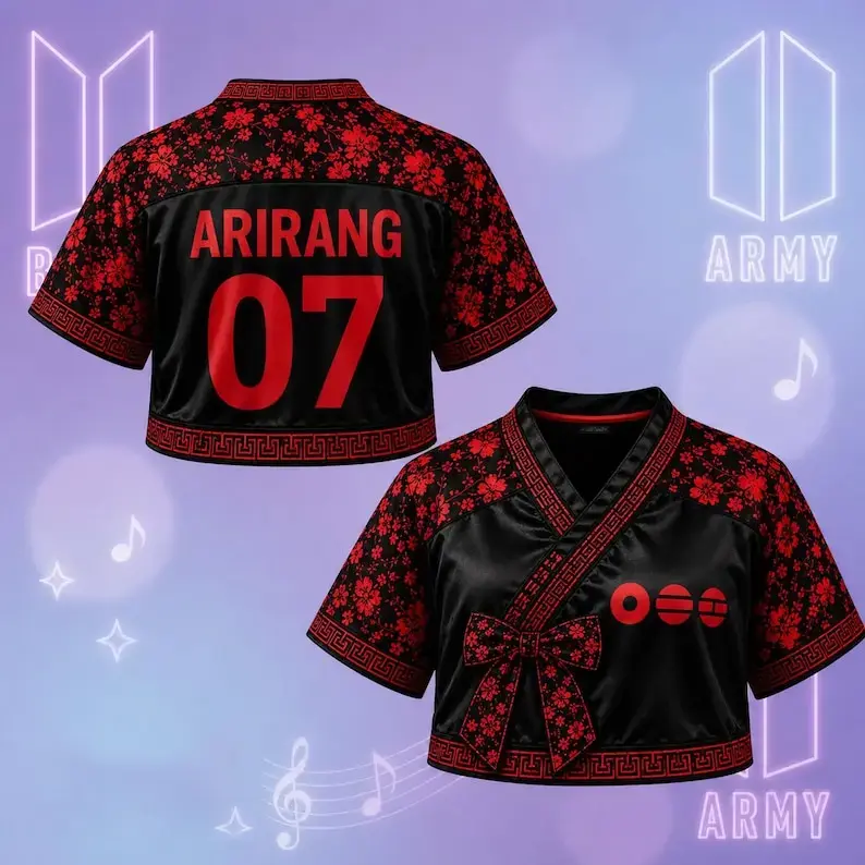 Arirang World Tour Hanbok Inspired Crop Top, K-Pop Concert Fan Shirt, Korean Style Crop Top Apparel, Gift for Army, Trendy Festival Outfit