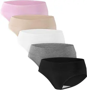 Womens Maternity Panties Foldable Maternity Underwear Under Bump Pregnancy Postpartum Brief Pack of 5