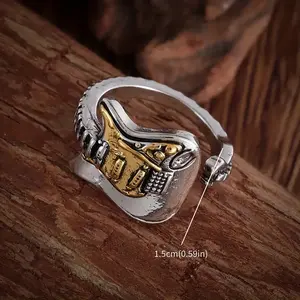 New Creative Electric Guitar Open Ring For Men And Women, Hip-Hop Rock Guitarist Singer Accessories Jewelry