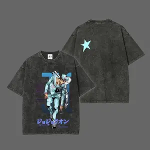 Josuke Higashikata JoJo's Bizarre Adventure Part 8 The Gospel of JoJo Short Sleeve Cotton Unisex Retro Wash Tee Menswear Top