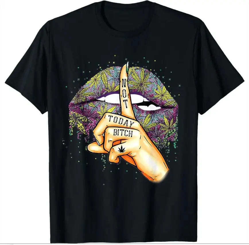 Men’s White Crew Neck Short Sleeve Tee, Colorful Gradient Lips & Hand Tattoo Graphic Direct-to-Garment DTG Print Retro Streetwear Soft Cotton T-Shirt